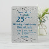 上品なシルバーの記念日 招待状 (スタンド正面)
