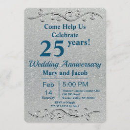上品なシルバーの記念日 招待状