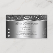 上品なシルバーグリッタースパークルダイヤモンドとロゴ 名刺 (裏面)