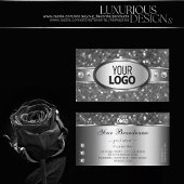 上品なシルバーグリッタースパークルダイヤモンドとロゴ 名刺