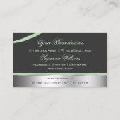 上品なシルバーグレーの曲線のデコールラインきらめく 名刺 (裏面)