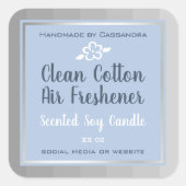 上品なシルバーグレーブルー製品パッケージラベル スクエアシール (正面)