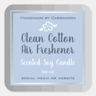 上品なシルバーグレーブルー製品パッケージラベル スクエアシール