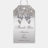 上品なシルバーシークンズボウサンキュー ギフトタグ (正面)