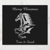 上品なシルバーホースシルエット ビールラベル (シングルラベル)