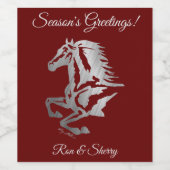 上品なシルバーホースシルエット ワインラベル (シングルラベル)