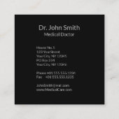 上品なシルバーメディカルカドゥーセスオンブラック スクエア名刺 (裏面)