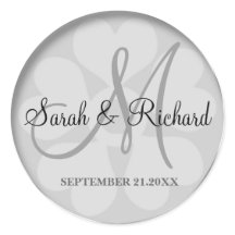 上品なシルバー結婚のモノグラムの新郎新婦