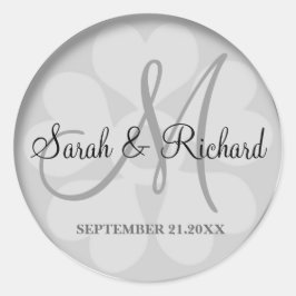 上品なシルバー結婚のモノグラムの新郎新婦 ラウンドシール