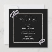 上品なシルバー結婚のリングや輪ウェディングレセプション 招待状 (正面)