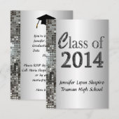 上品なシルバー2014年卒業式招待状 招待状 (正面/裏面)