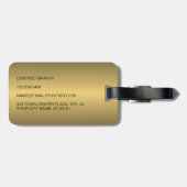 上品なシンプルブラックイエロー金ゴールドスチールメタリック ラゲッジタグ (裏面横)