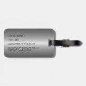 上品なシンプルブラックシルバースチールグレーメタリック ラゲッジタグ (裏面横)