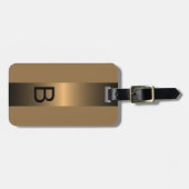 上品なシンプルブラックブロンズ金ゴールドスチールメタリック ラゲッジタグ (正面横)