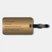 上品なシンプルブラックブロンズ金ゴールドスチールメタリック ラゲッジタグ (裏面横)