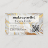 上品なシンプル灰色の白金ゴールド大理石アートパターン 名刺 (裏面)