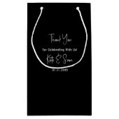 上品なシンプル白黒結婚ズ スモールペーパーバッグ (裏面)