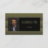 上品なシンプル黒モダン金ゴールドプロフェッショナル写真 名刺 (正面)