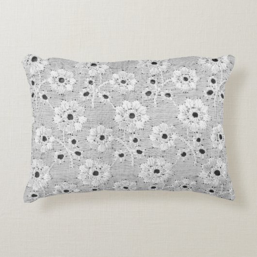 上品なシー素晴らしムルを持つ白い布のレースのテクスチャ アクセントクッション (正面)