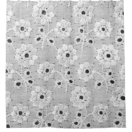 上品なシー素晴らしムルを持つ白い布のレースのテクスチャ シャワーカーテン (正面)