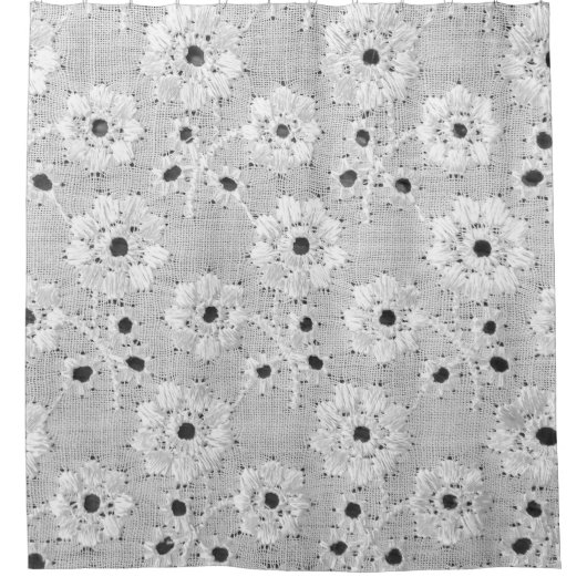 上品なシー素晴らしムルを持つ白い布のレースのテクスチャ シャワーカーテン (正面)