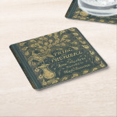 上品なジェーン・オースティンプライドと偏見の本の表紙 スクエアペーパーコースター (アングル)
