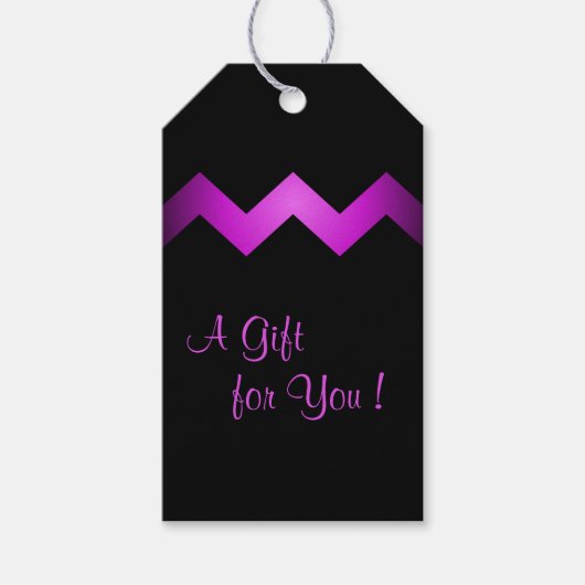 上品なジグザグパープルオンブラック ギフトタグ (正面)