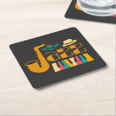 上品なジャズソウル スクエアペーパーコースター (アングル)