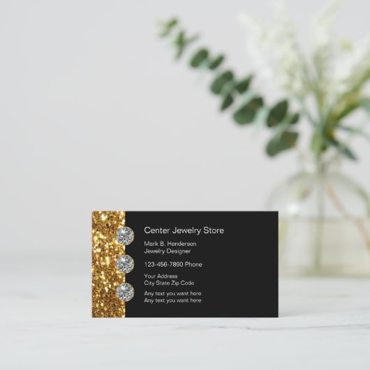 上品なジュエリーストア 名刺 (スタンド正面)