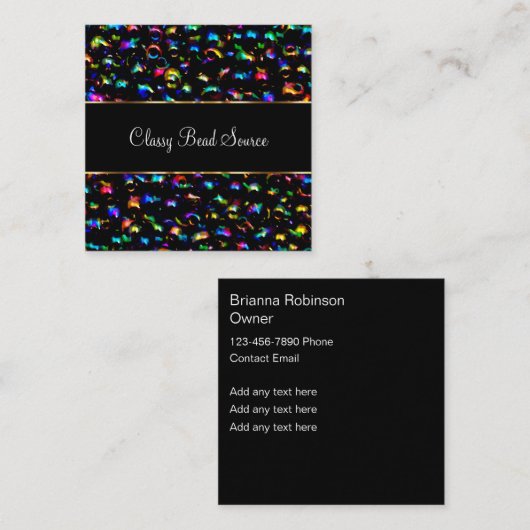 上品なジュエリービーズとクラフティング スクエア名刺 (正面/裏面)