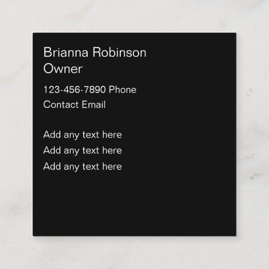 上品なジュエリービーズとクラフティング スクエア名刺 (裏面)