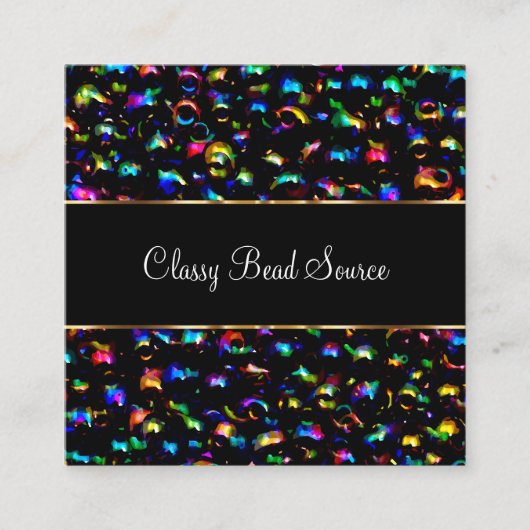 上品なジュエリービーズとクラフティング スクエア名刺 (正面)