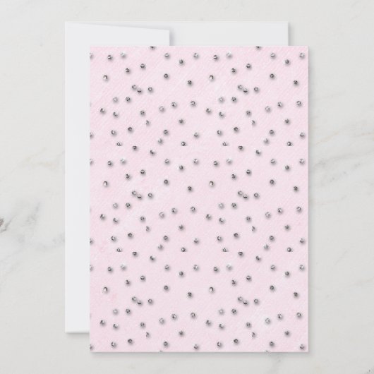 上品なジュエルピンクスパークルグリッターガールベビーシャワー 招待状 (裏面)