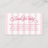 上品なスクリプトストライプのベイビーシャワーブック 赤ちゃんのための本 エンクロージャーカード (正面)
