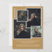 上品なスクリプトマスタード写真コラージュ卒業 案内状 (裏面)