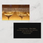 上品なスクリプト金ゴールドワイナリーグラスワインメーカー 名刺 (正面/裏面)