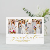 上品なスクリプト3写真卒業式 箔招待状 (立ち正面)