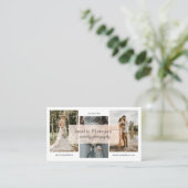 上品なスクロールピンクの名札結婚の写真家 名刺 (スタンド正面)