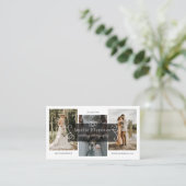 上品なスクロール黒名札結婚の写真家 名刺 (スタンド正面)