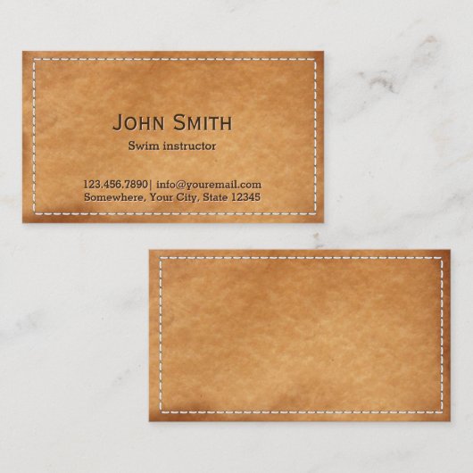 上品なステッチされたレザースイムインストラクター 名刺 (正面/裏面)