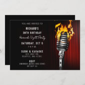 上品なステージマイク大人カラオケパーティー 招待状 (正面/裏面)