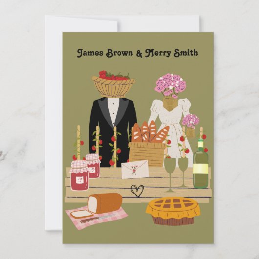 上品なストロベリーロマンチック結婚ノーブル 招待状 (正面)