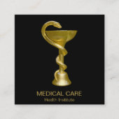 上品なスネークボウル衛生の医療金ゴールドカドゥセウス スクエア名刺 (正面)