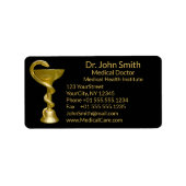 上品なスネークボウル衛生金ゴールドカドゥセウス医療 ラベル (正面)