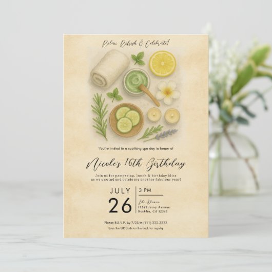 上品なスパの過激な美しいの日バースデーパーティー 招待状 (スタンド正面)