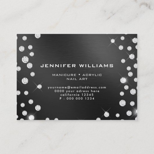 上品なスパークリーエレガントダイヤモンド黒と白 名刺 (裏面)