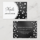 上品なスパークリーエレガントダイヤモンド黒と白 名刺 (正面/裏面)