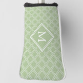 上品なセージとホワイトダイヤモンドパターンモノグラム ゴルフヘッドカバー (回転90)