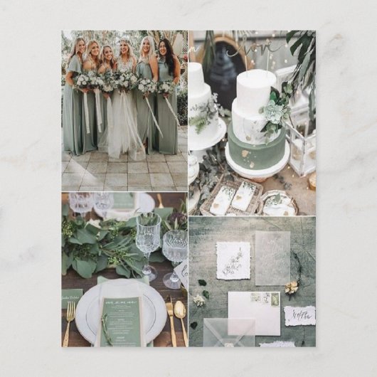 上品なセージ結婚グリーンの色パレット用紙 (裏面)