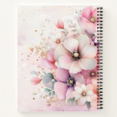 上品なソフトピンクの花柄 ノートブック (裏面)